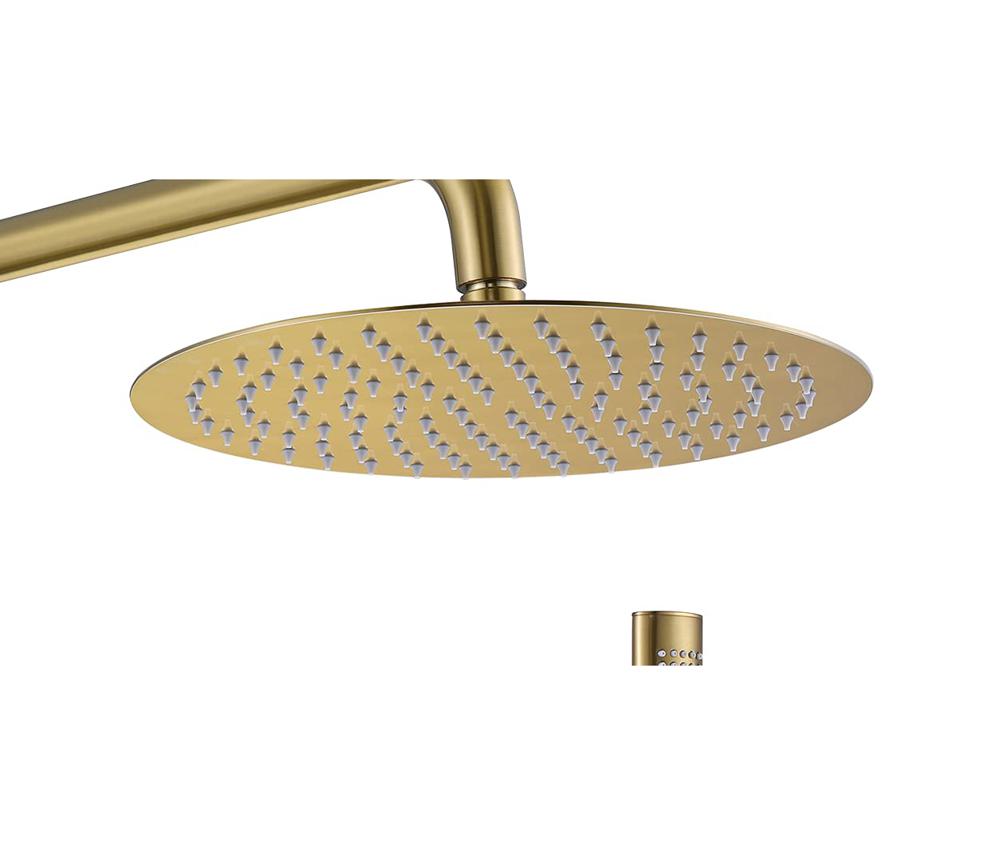 TIPOK Brushed Gold Shower System with 10 Inch Rain Shower Head and